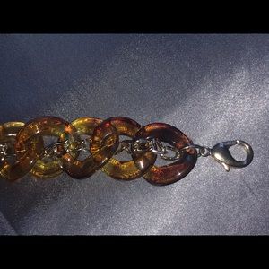 Faux tortoise shell gold circular links bracelet